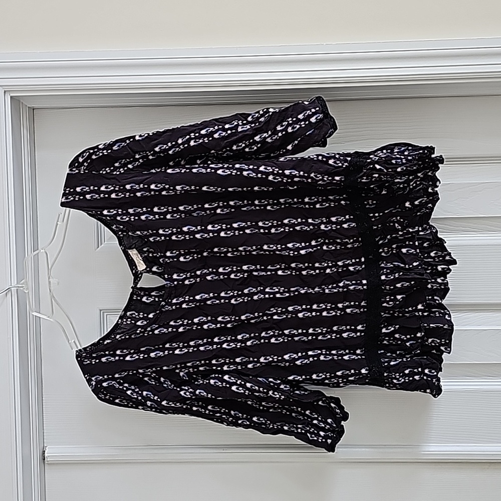 Aerie Black Blouse with multi-color design